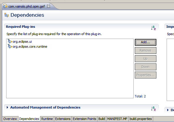 Initial Dependencies Tab